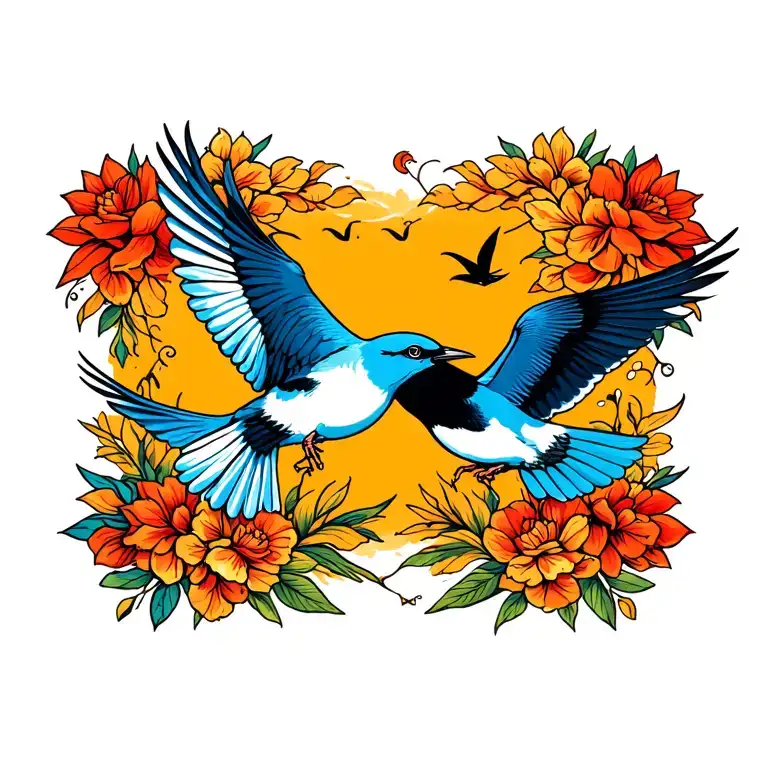 Birds Flying Towards