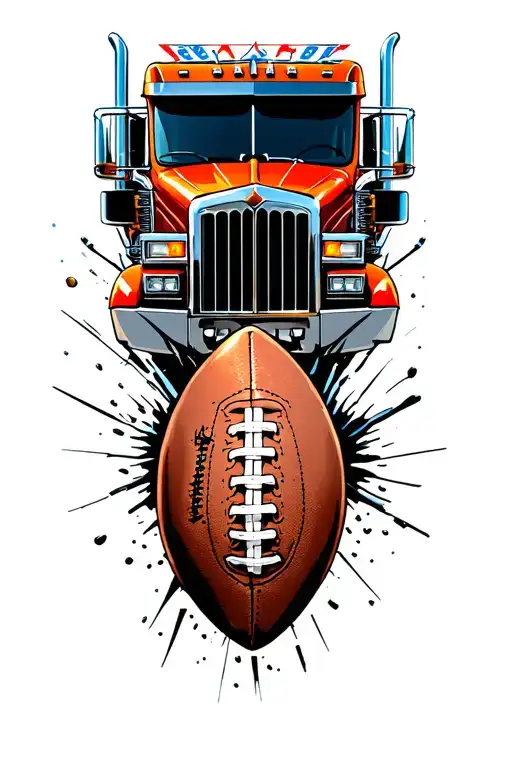 18 Wheeler With 22 On The Grill Breaking Through Football