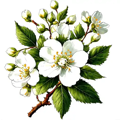 White Hawthorn Blossom Flower