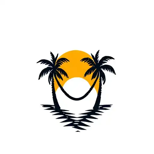 2 Palmtree And Sun Setting