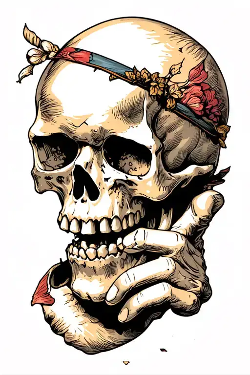 Skull With Broken Jaw Skull 45 Degree Angle Holding