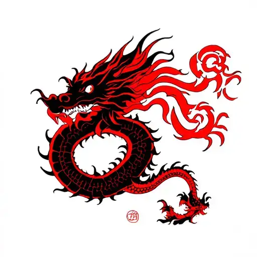 Black And Red Japanese Dragon