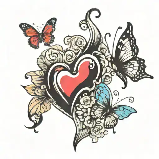 Heart And Butterflies Semi Colon