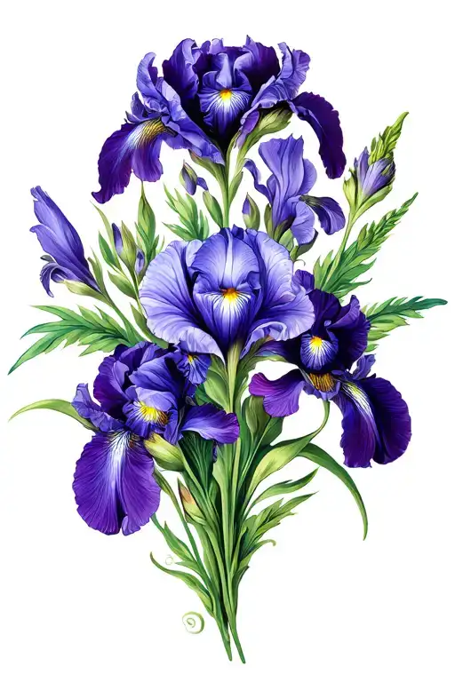 Violet And Iris Flower Bouquet