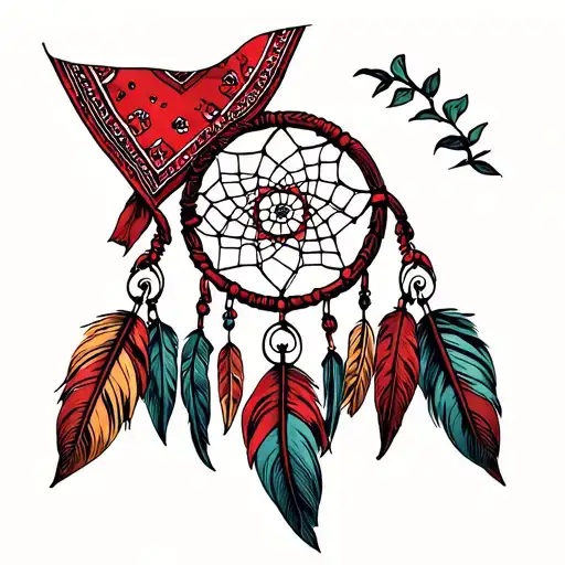 Red Bandana Around A Dream Catcher