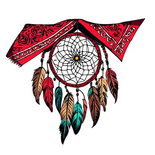 Red Bandana Around A Dream Catcher
