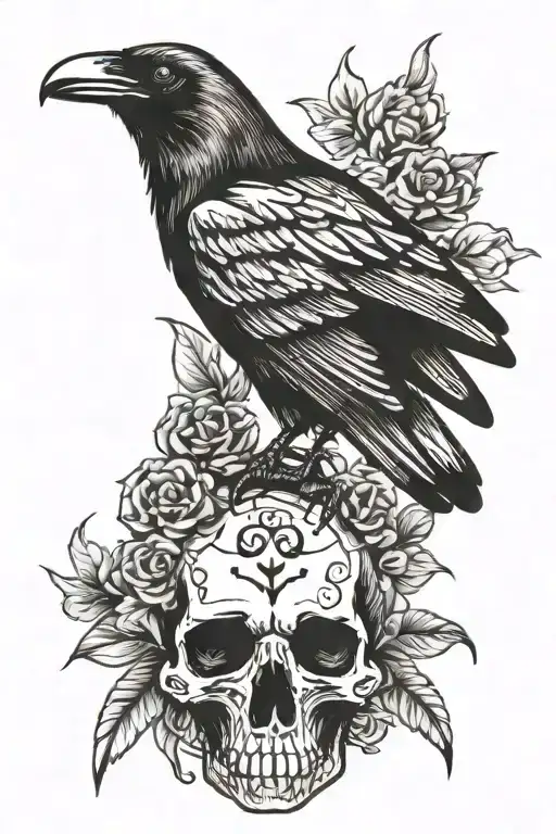 Raven On Skull