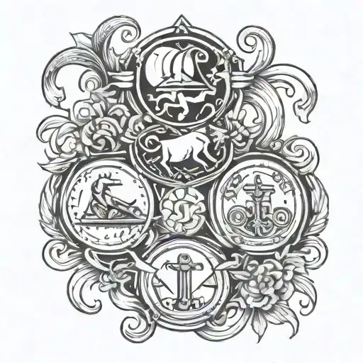 Libra Taurus Aquarius Scorpio Cancer Together In Chest Piece