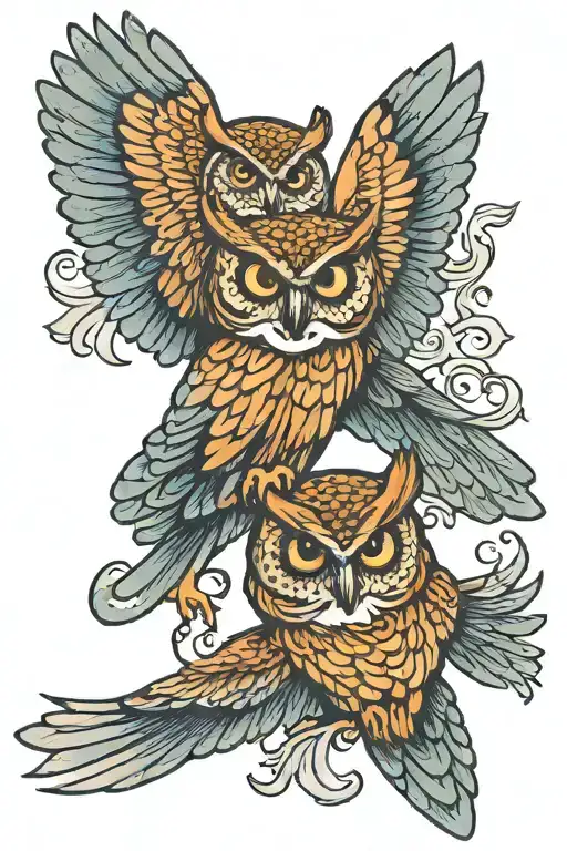 Two Owls Flying Into Each Other
