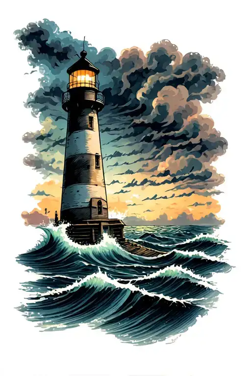 Lighthouse And Stormy Seas