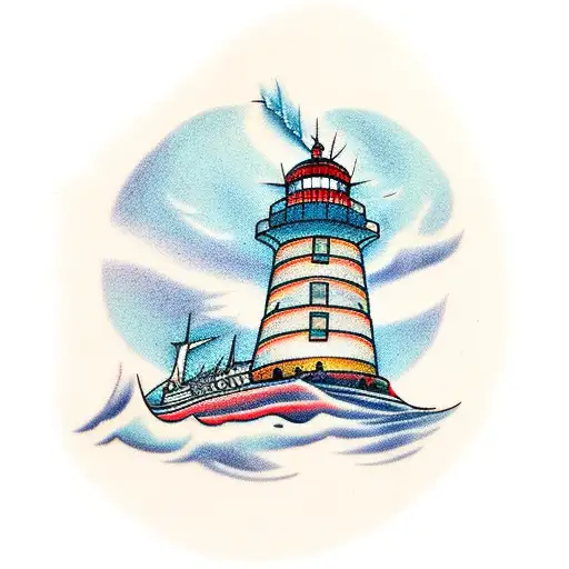 Lighthouse And Clipper Ship