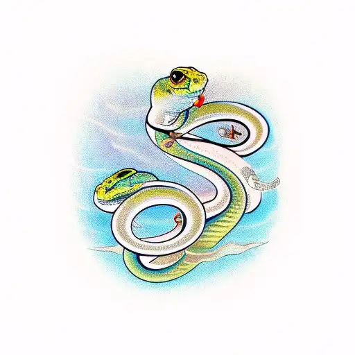 A Curving Snake With 3 Butterflies On It