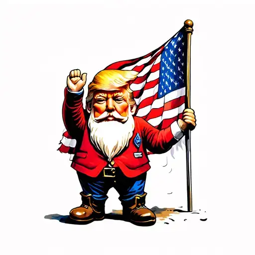 Gnome That Looks Like Trump Waving U S Flag