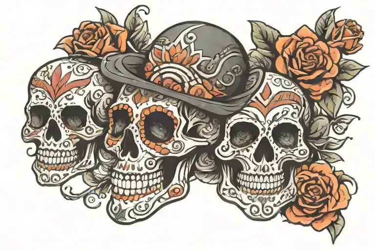 Male Mexican Sugar Skulls Surrounded