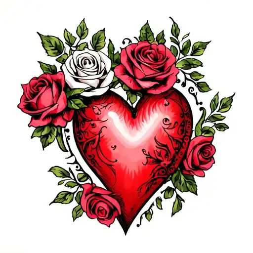 Mum Heart Tattoo With Roses