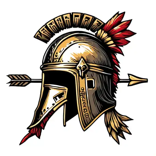 Molan Labe With Greek Helmet And Arrow Going Through