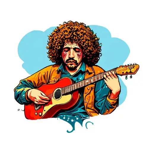 Curly Haired Man Playing Guitar While Crying