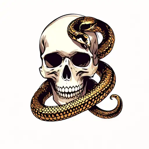 Skull With Snake Wrapped