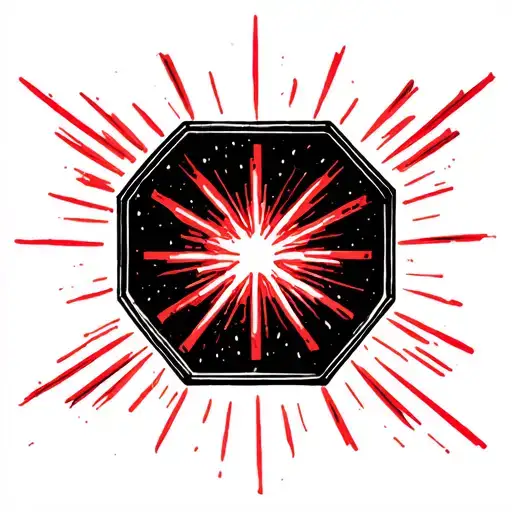 Red Rays Shining From Around A Hexagon