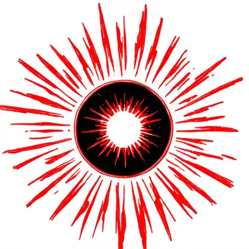 Red Rays Shining From Around A Halo