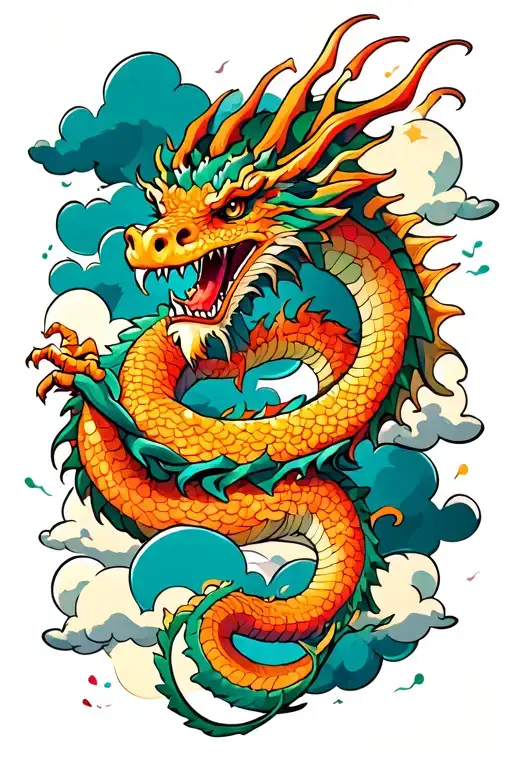 Dragon Wrapped Around With Clouds And Other Cool Stuff