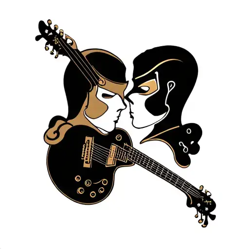 Guitar Masks Staring At Each Other