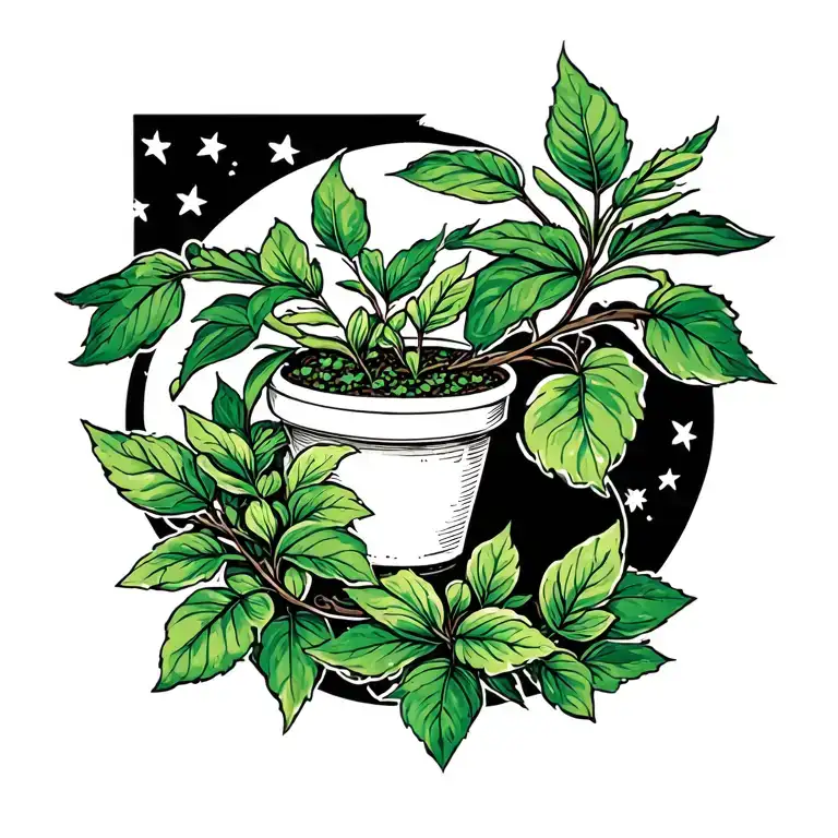 Laurel And Jade Plant Growing