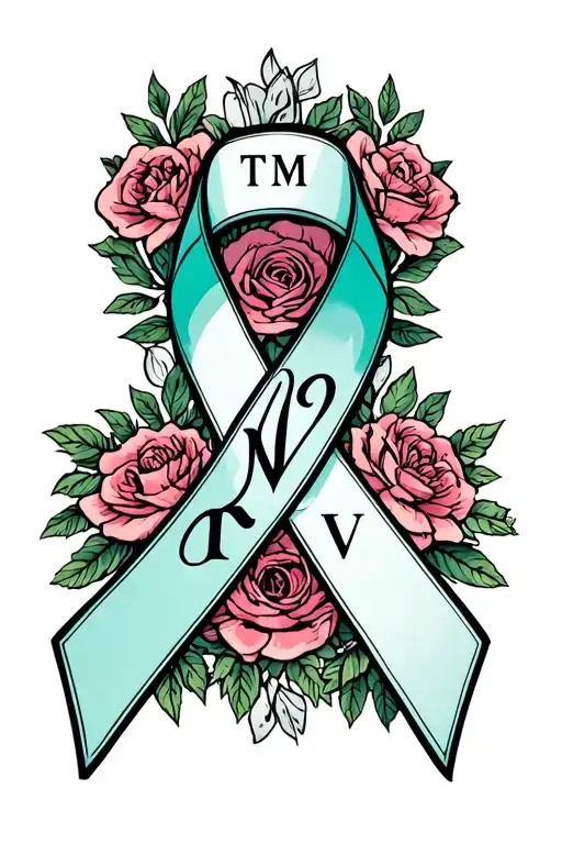 Ovarian Cancer Ribbon With Initials Tmv