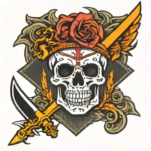 Skull With Knife Piercing