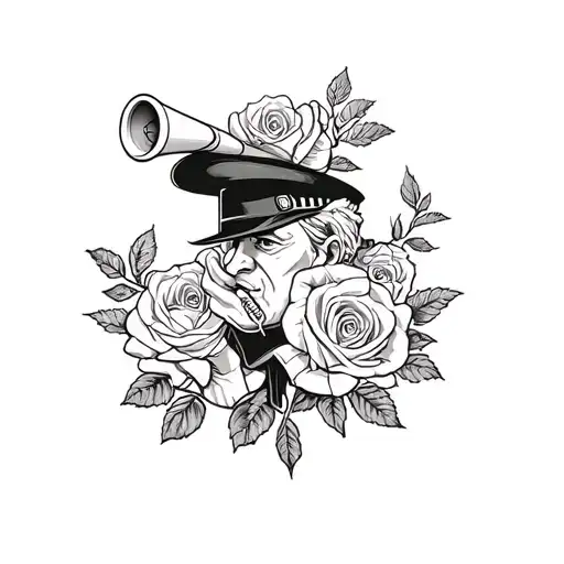 Rugby Referee Blowing A Whistle Made Of Roses
