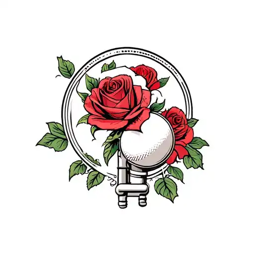Sports Whistle Surrounded With Red Rose