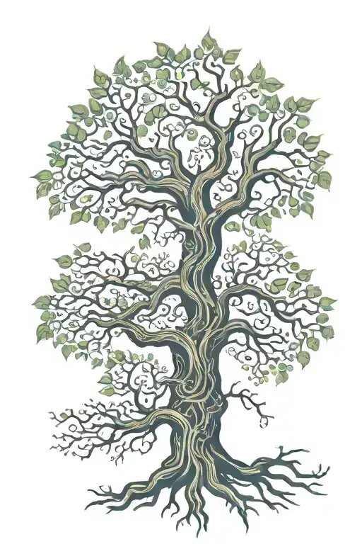 Yggdrasil Tree With Intricate Roots Representing Multiple Walks Of Life Coming Together