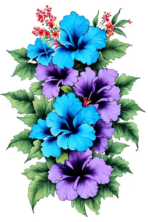 Blue And Purple Hibiscus Flowers