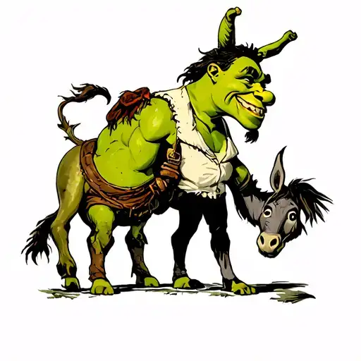 Shrek And Lord Farquad Murdering Donkey Looking At The Sky