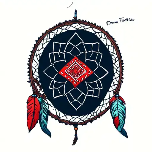 Red Bandana Wrapped Around A Dream Catcher