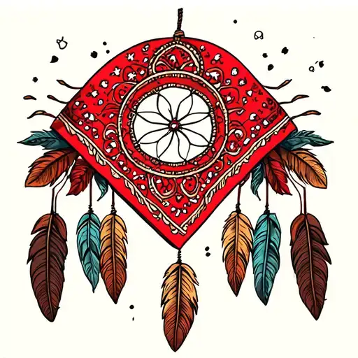 Red Bandana With A Dream Catcher
