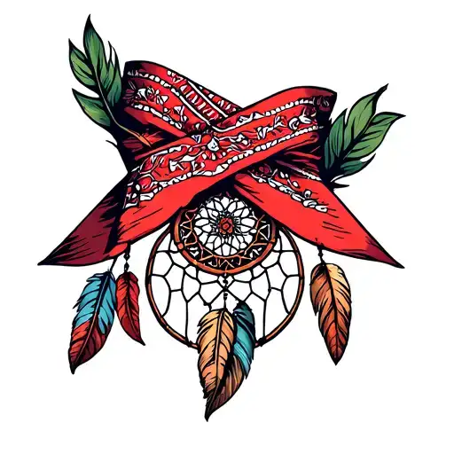 Red Bandana With A Dream Catcher