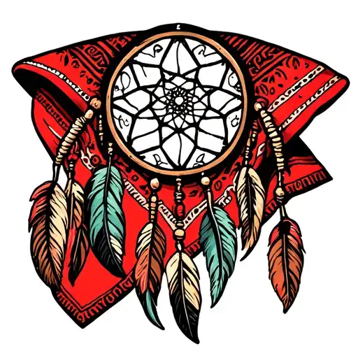 Red Bandana With A Dream Catcher