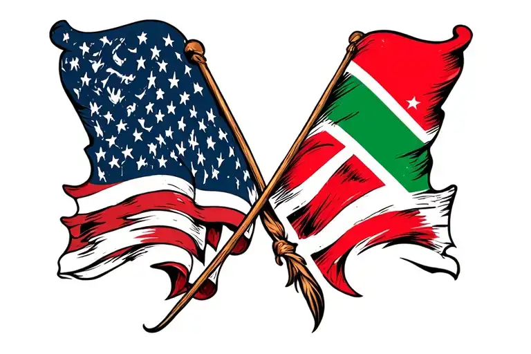 Usa Flag And Trinidad And Tobago Flag Intertwined