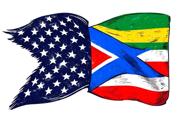 Usa Flag And Trinidad Flag Intertwined