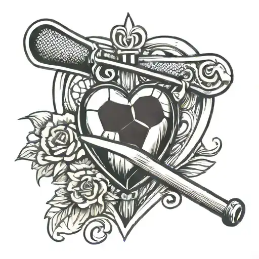 Heart With Oars And A Soccer Ball Next To It