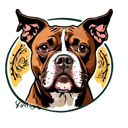 Tan Pitbull Dog Pin Up