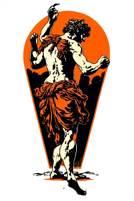 Achilles Dancing Around An Orange Light With A Scar On His Heel