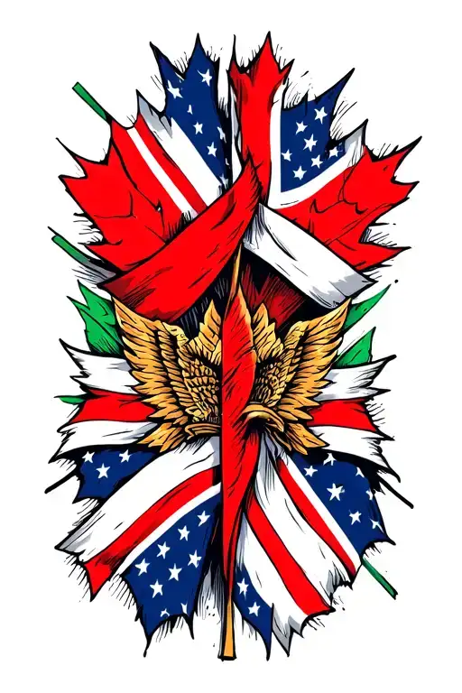 Canadian And British Flag Intertwined