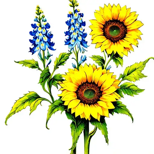 Bluebonnets Sunflowers