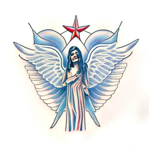Pinstriped Angel With Wings