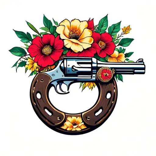 Horseshoe Western Floral Pistol