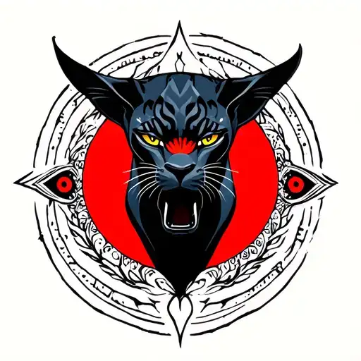 Black Panther Third Eye Red Moon Background