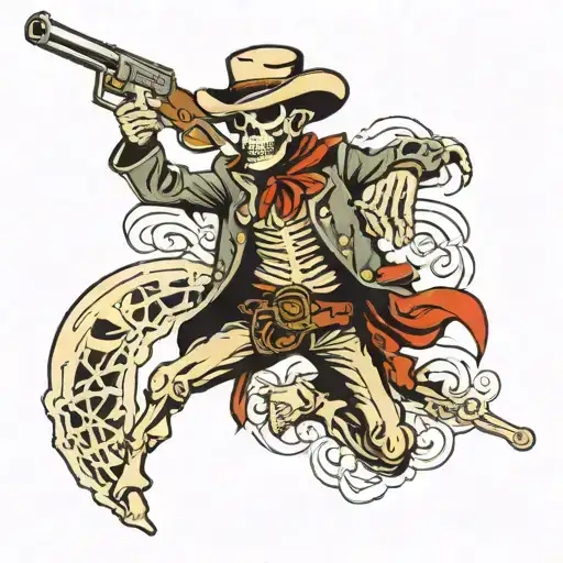 Skeleton Cowboy With Revolver