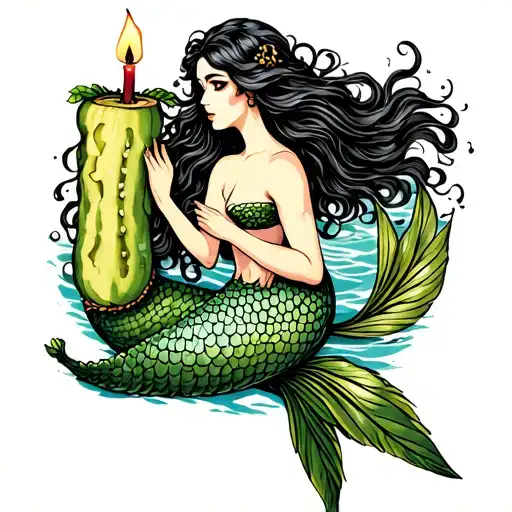 A Mermaid A Pickle And A Candle Intertwined